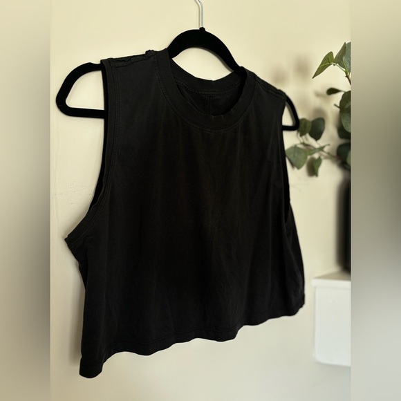 Lululemon All Yours Cropped Cotton Tank - Black - Picture 2 of 5